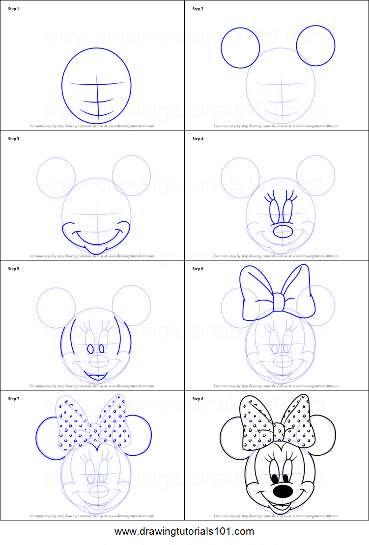 751x1111 How To Draw Minnie Mouse Face From Mickey Mouse Clubhouse - Mickey Mouse Sketch Step By Step