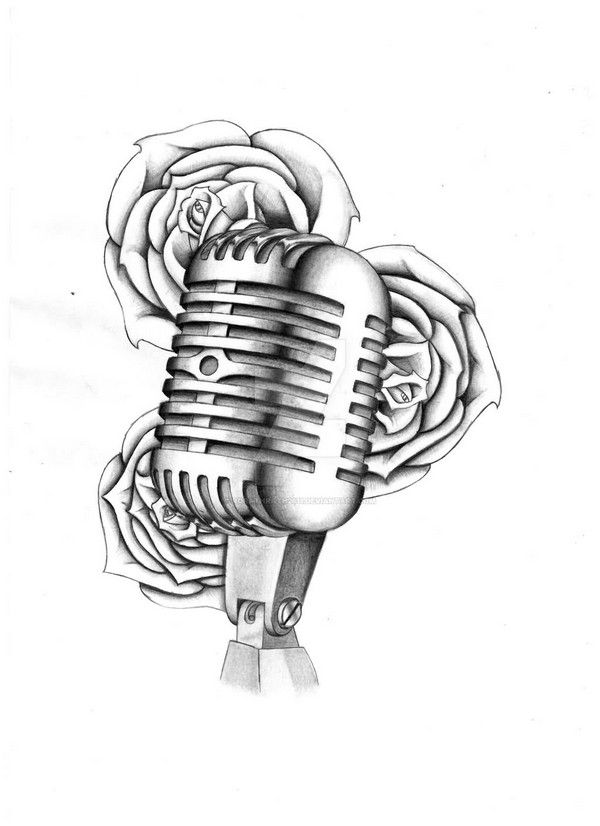 600x826 72 Best Tattoo Design Drawings [2018 Tattoo Drawings - Microphone Sketch