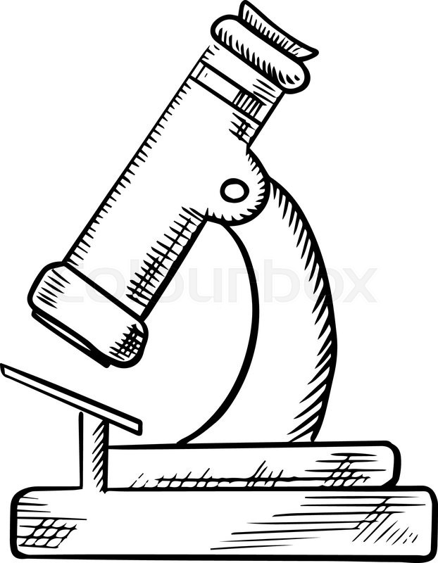 622x800 Laboratory Optical Microscope Icon Sketch, For Science, Education - Microscope Sketch