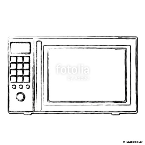 500x500 Monochrome Sketch Of Oven Microwave Vector Illustration Stock - Microwave Sketch