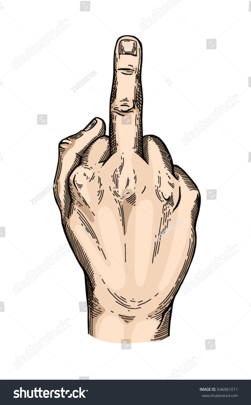 993x1600 Hand Gesture Sketch. Illustration Isolated On White Background - Middle Finger Sketch