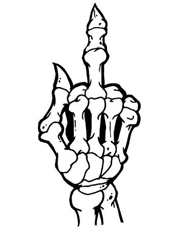 363x450 Skeleton Middle Finger 6 Decal Free Shipping In The - Middle Finger Sketch