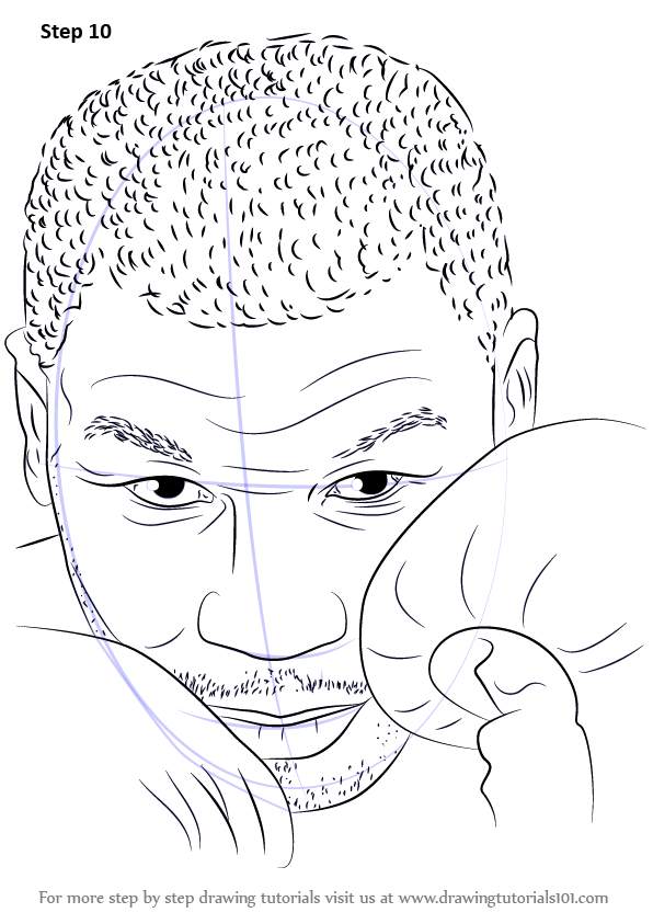 596x843 Learn How To Draw Mike Tyson (Boxers) Step By Step Drawing Tutorials - Mike Tyson Sketch