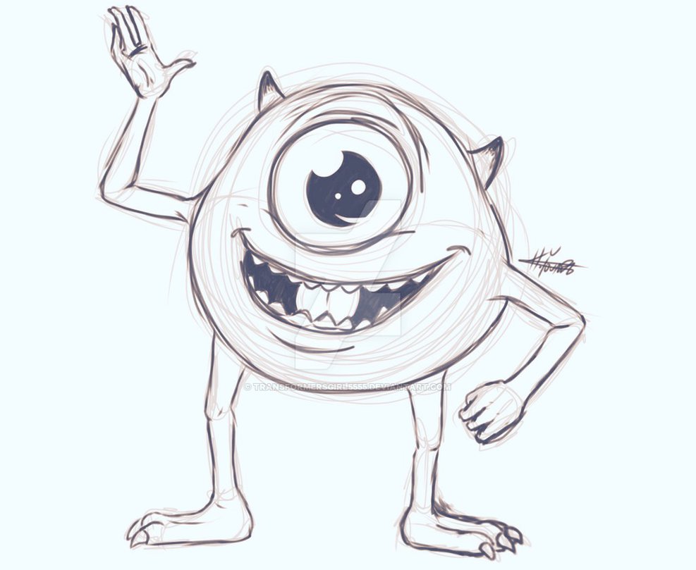987x809 Tbt Sketch 1 Mike Wazowski By Transformersgirl5555 - Mike Wazowski Sketch