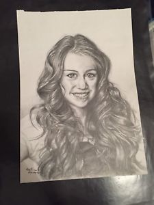 225x300 Miley Cyrus Pencil Drawing Art Ebay - Miley Cyrus Sketch