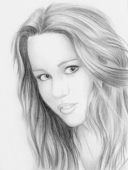 416x550 Portrait De Miley Cyrus Par Anette Sur Stars Portraits - Miley Cyrus Sketch