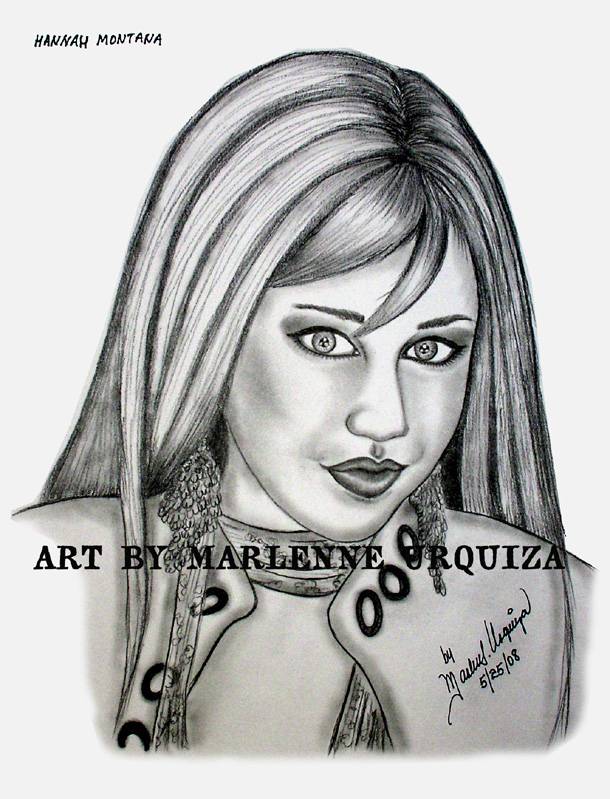 610x799 Hannah Montana, Miley Cyrus Pencil Sketch Marlenne Urquiza - Miley Cyrus Sketch