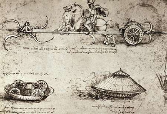 550x374 Military Inventions Sketches Poster Print By Leonardo Da Vinci - Military Sketches