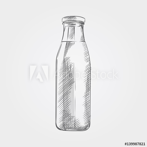 500x500 Hand Drawn Bottle Of Milk Sketch Isolated On White Background - Milk Sketch