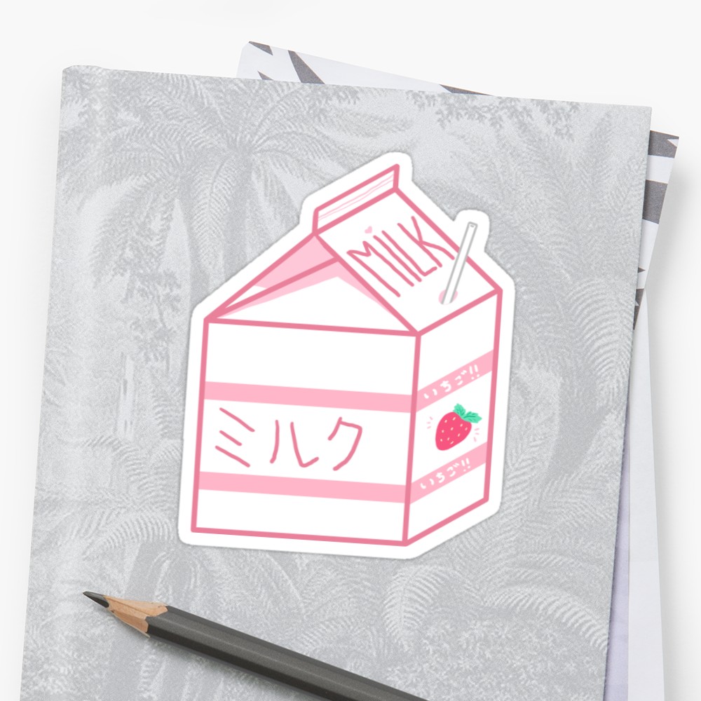 1000x1000 Strawberry Milk Stickers By Shouyousunshine Redbubble - Milk Sketch
