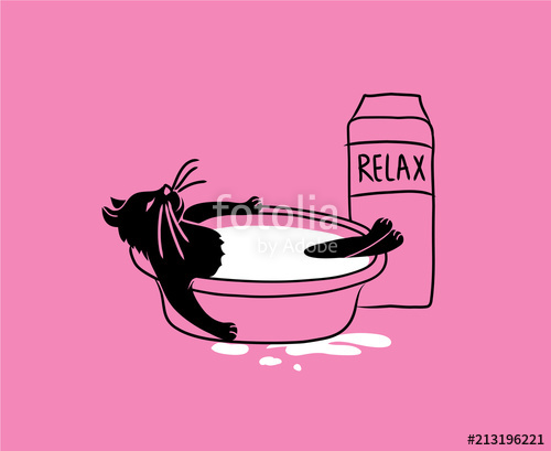 500x409 The Cat Is Bathed In Milk. Sketch Of A Cat On A Pink Background - Milk Sketch