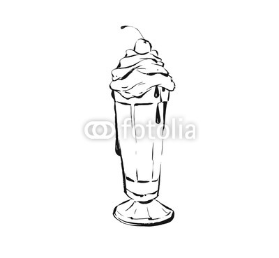 400x370 Hand Drawn Vector Abstract Artistic Cooking Ink Sketch - Milkshake Sketch