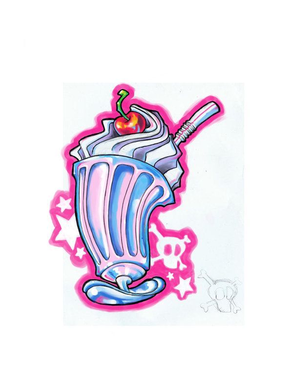 600x800 Tattoo Sketch, Milkshake Punch - Milkshake Sketch