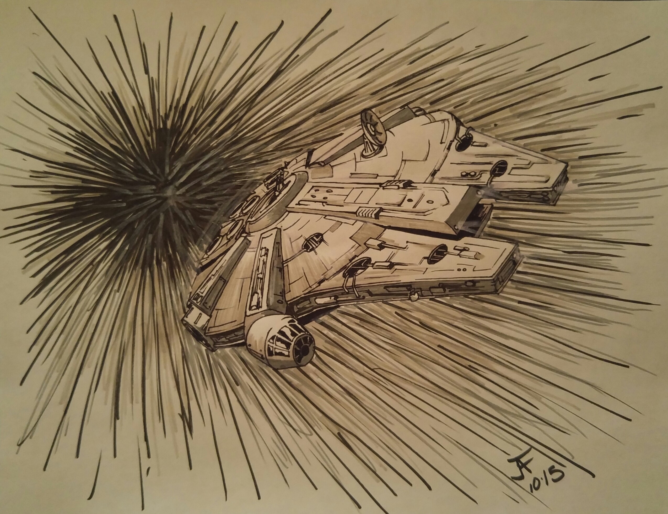 2548x1962 Millennium Falcon Drawing! - Millennium Falcon Sketch