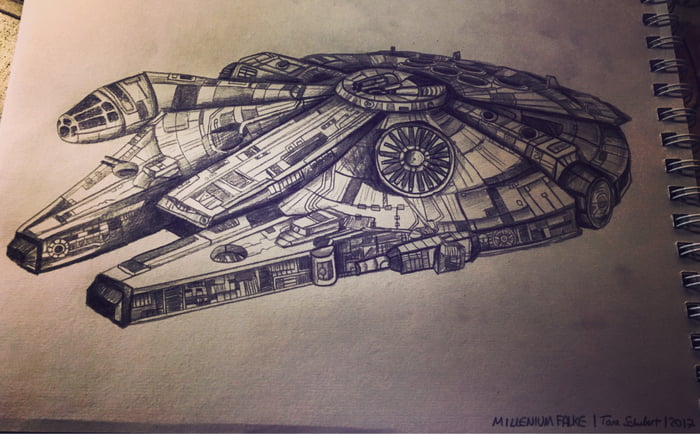 700x434 Sketched The Millennium Falcon - Millennium Falcon Sketch