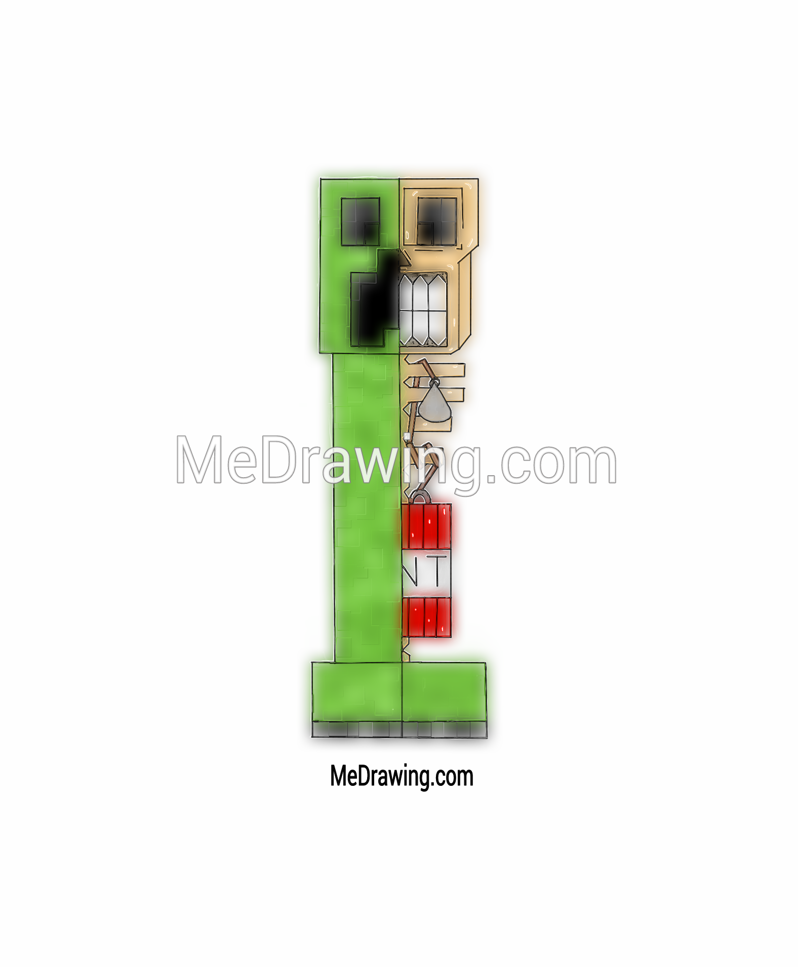 1576x1911 Minecraft Creeper Airbrushed Drawing - Minecraft Creeper Sketch