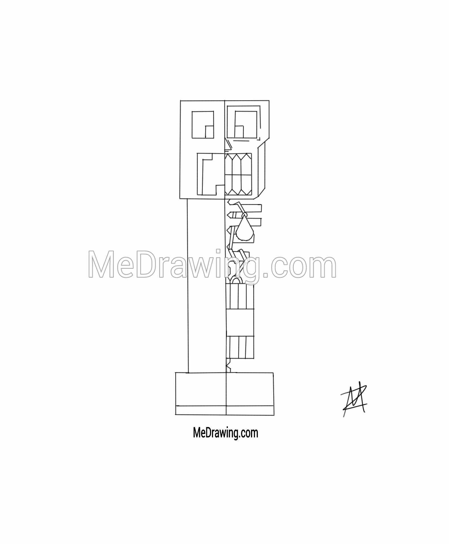 1576x1911 Minecraft Creeper Ink Sketch - Minecraft Creeper Sketch