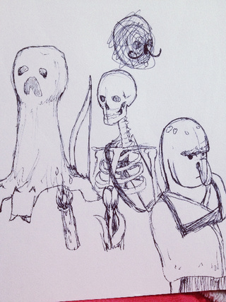 320x427 Minecraft Skeleton, Creeper, Villager, Torch And Tulip. That Ball - Minecraft Creeper Sketch
