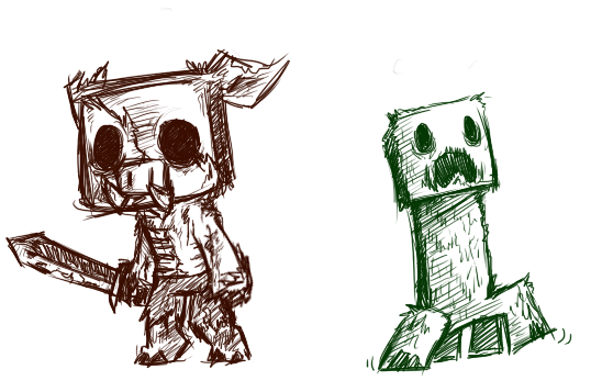 548x357 Minecraft Mob Sketches 1 By Sir Grimmington - Minecraft Sketch Art