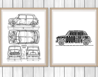 340x270 Mini Cooper Print Etsy - Mini Cooper Sketch