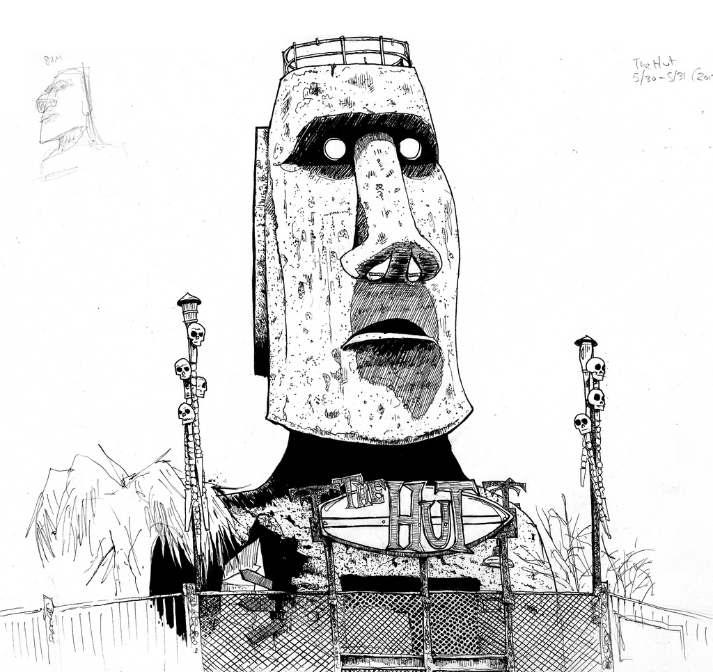 1024x966 Giant Tiki Head - Mini Golf Sketch