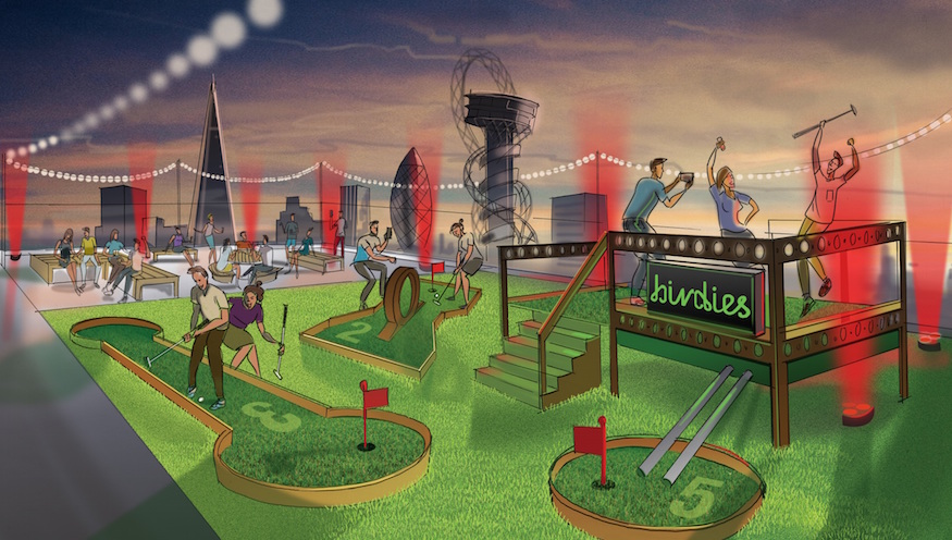 875x496 Birdies Crazy Golf Is Back... On A Rooftop Londonist - Mini Golf Sketch