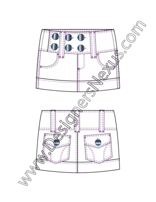316x409 Flat Fashion Sketch V1 Micro Mini Skirt - Mini Skirt Sketch