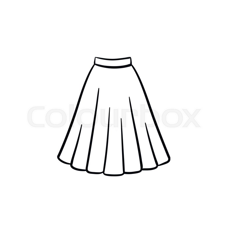 800x800 Skirt Hand Drawn Outline Doodle Icon. Female Dress Vector Sketch - Mini Skirt Sketch