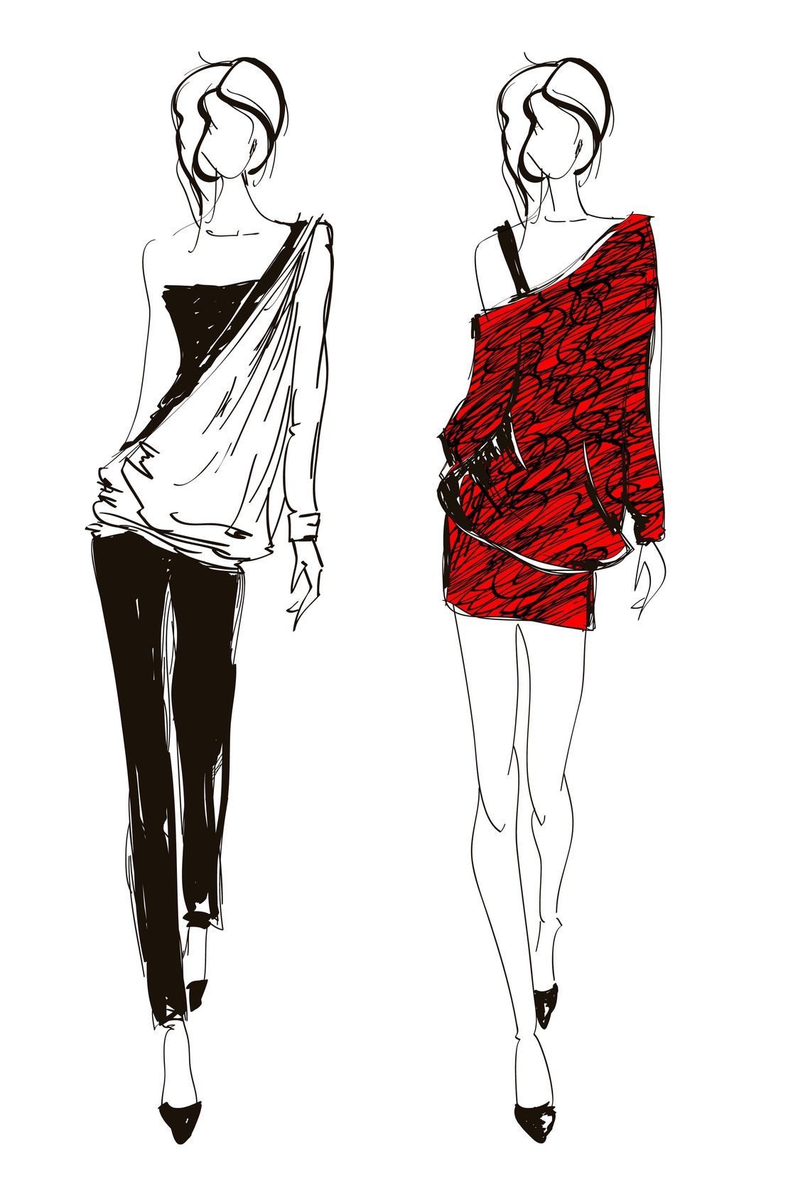 1116x1682 Tight Pants And Mini Skirts Fashion Sketch.jpg - Mini Skirt Sketch