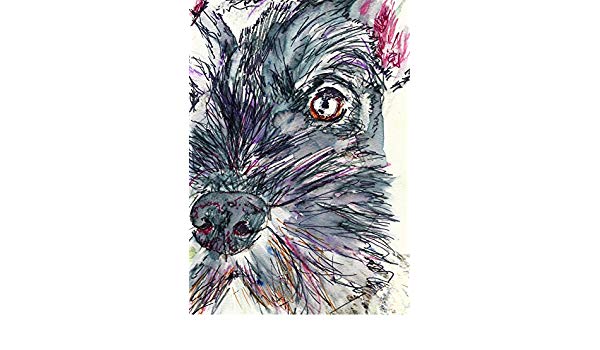 600x350 Schnauzer Ink Drawing Wall Art Print, Abstract - Miniature Schnauzer Sketch