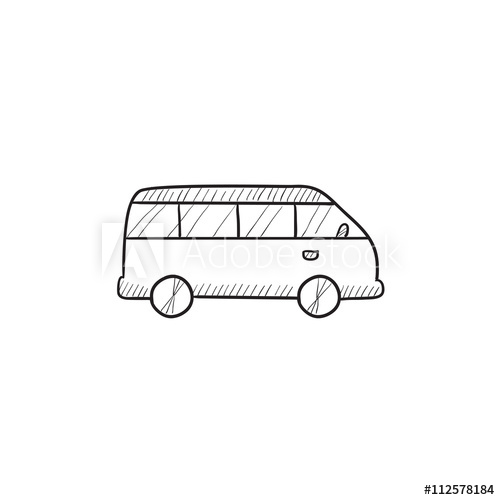 500x500 Minibus Sketch Icon. - Minibus Sketch