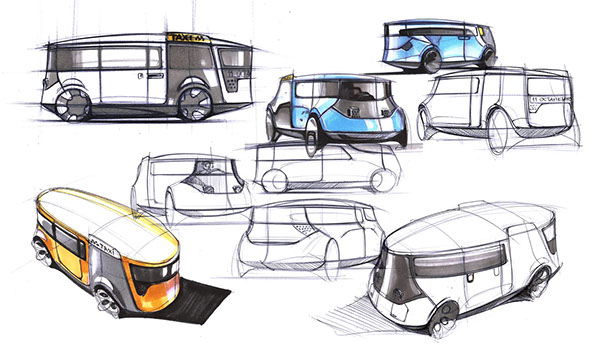 600x345 Eco Taxi On Behance - Minibus Sketch