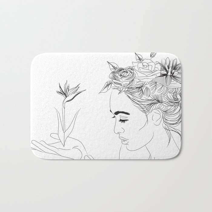700x700 Minimal Drawing Of Woman With Flowers In Hair - Minimal Sketch