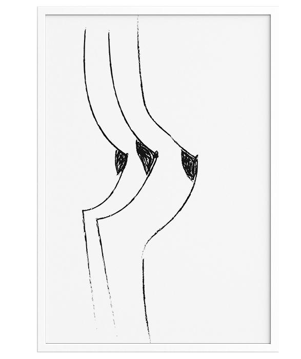 587x700 Sideboob Modern Minimalist Sketch Black And White Art Print - Minimalist Sketch