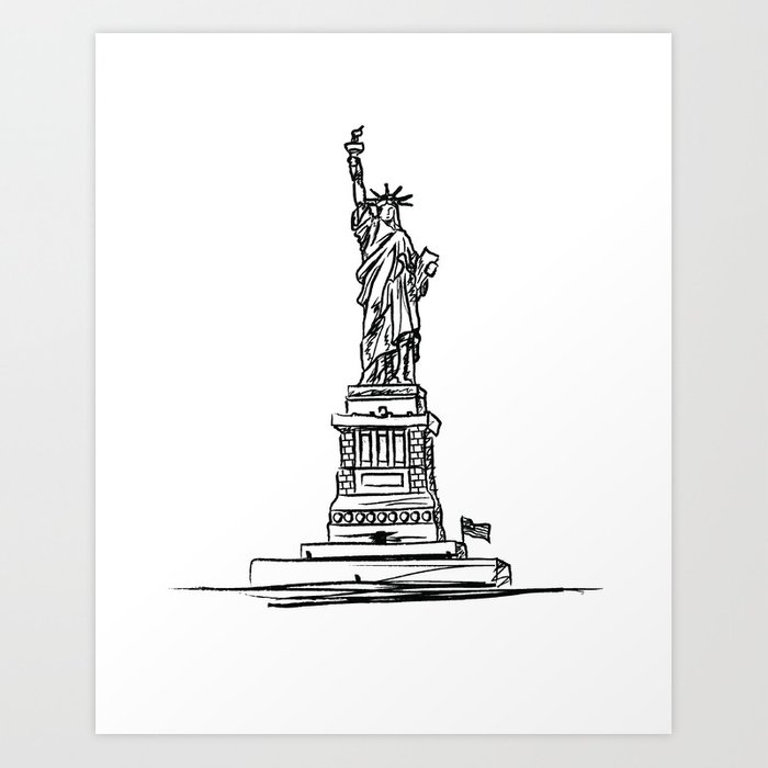 700x700 Statue Of Liberty Black And White Minimalist Sketch Illustration - Minimalist Sketch