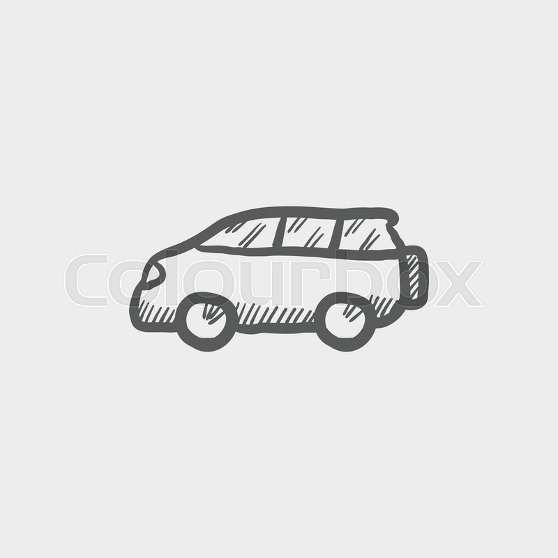 800x800 Minivan Sketch Icon For Web And Mobile. Hand Drawn Vector Dark - Minivan Sketch