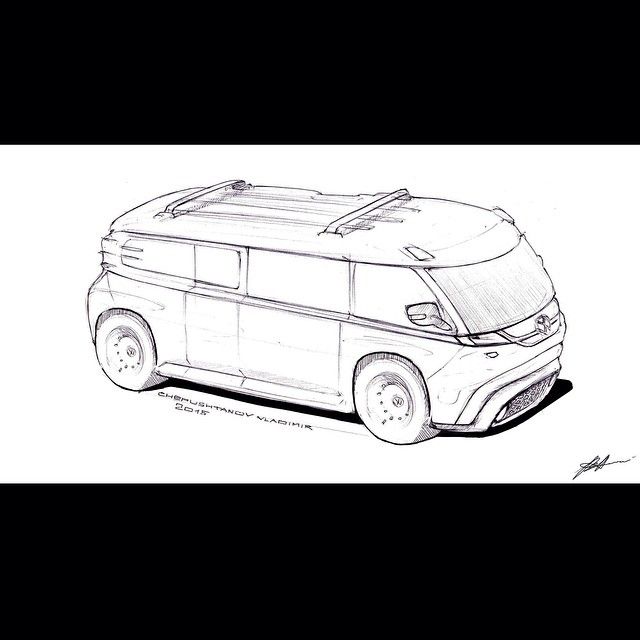 640x640 Vw Transporter - Minivan Sketch