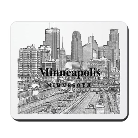 460x460 Minneapolis Skyline Mouse Pads - Minneapolis Skyline Sketch