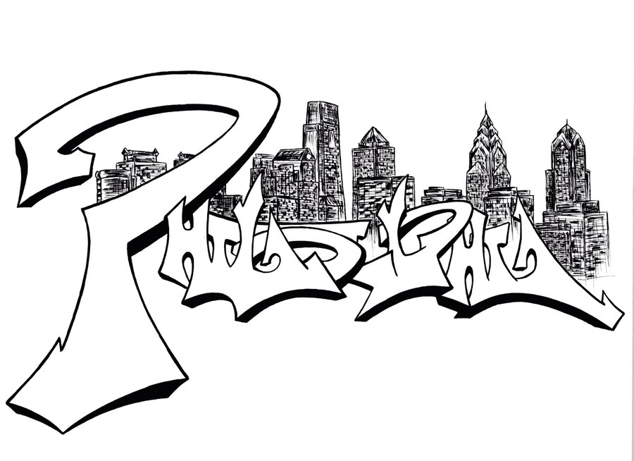 900x654 Drawn Skyline Graffiti Skyline - Minneapolis Skyline Sketch