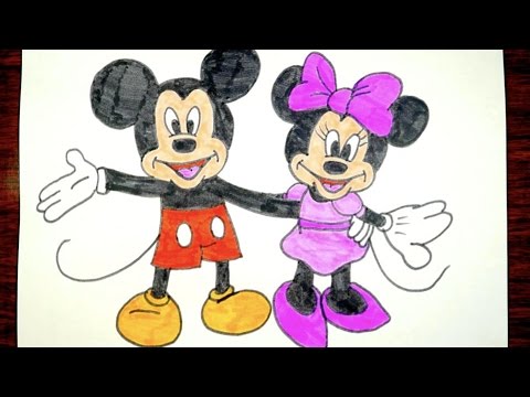 480x360 How To Draw Mickey Mouse And Minnie Mouse Together Kids Coloring - Minnie And Mickey Mouse Sketch