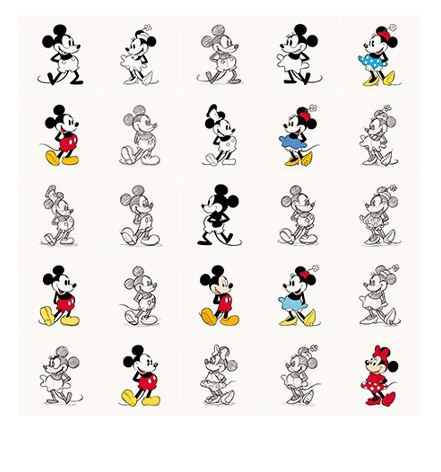 900x962 Ixxi Mickey Mouse E Minnie Sketch Poster - Minnie And Mickey Mouse Sketch