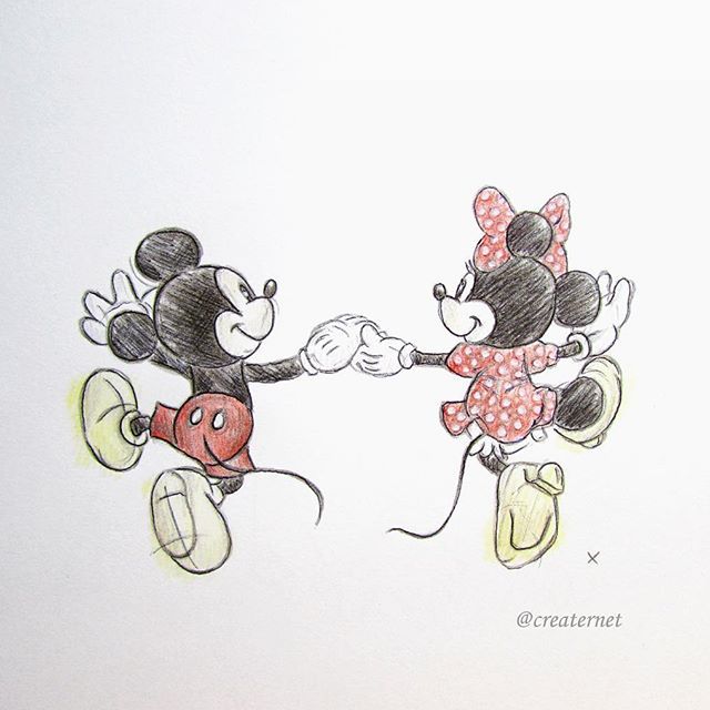 640x640 A Colour Version Of My Illustration Of Mickey And Minnie Mouse - Minnie And Mickey Mouse Sketch