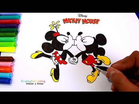 480x360 Drawing Mickey Mouse Minnie Kissing Cartoons Disney Shorts - Minnie And Mickey Mouse Sketch