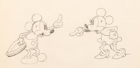 450x218 Puppy Love Mickey Mouse And Minnie Animation Drawing Walt Disney - Minnie Mouse And Mickey Mouse Sketch