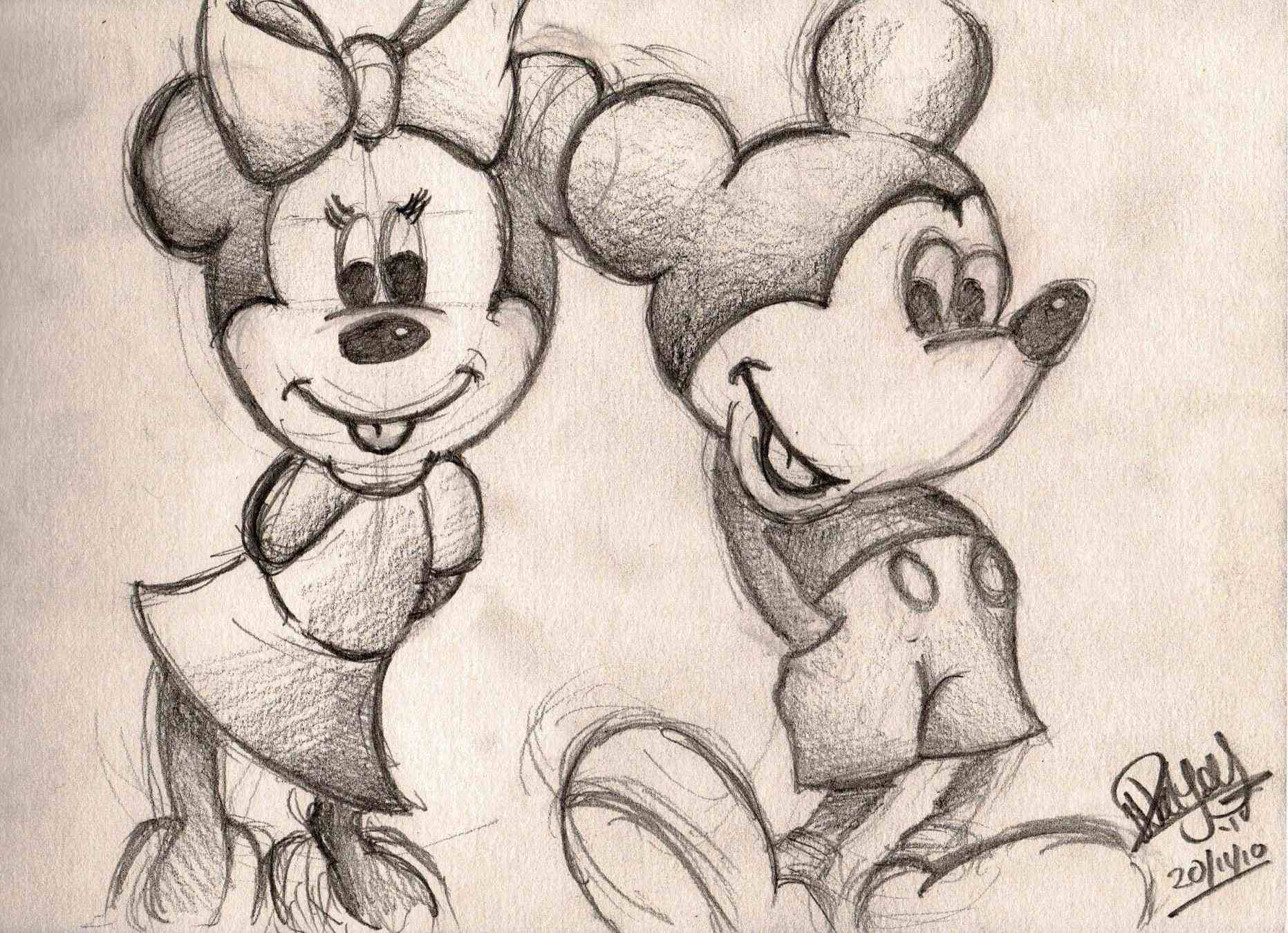 1863x1350 Mickey Mouse In Pencil Draws Pencil Sketch Of Minnie Mouse Pencil - Minnie Mouse Pencil Sketch