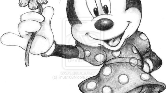 570x320 Mickey Mouse Pencil Sketch Pencil Drawings Of Mickey And Minnie - Minnie Mouse Pencil Sketch