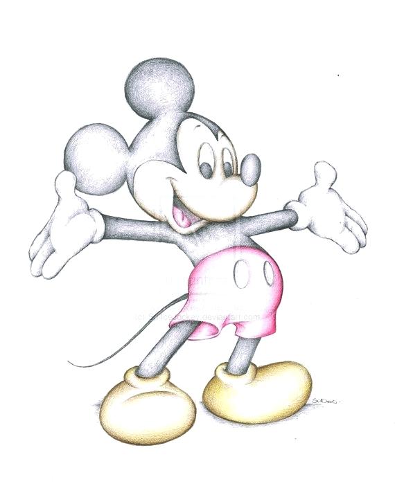 570x728 Mickey Mouse Sketch Mickey Mouse Art Coloured Pencil Drawing - Minnie Mouse Pencil Sketch