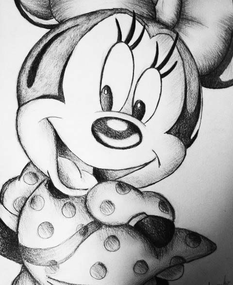 480x586 Collection Of Minnie Mouse Drawing With Colour High Quality - Minnie Mouse Pencil Sketch