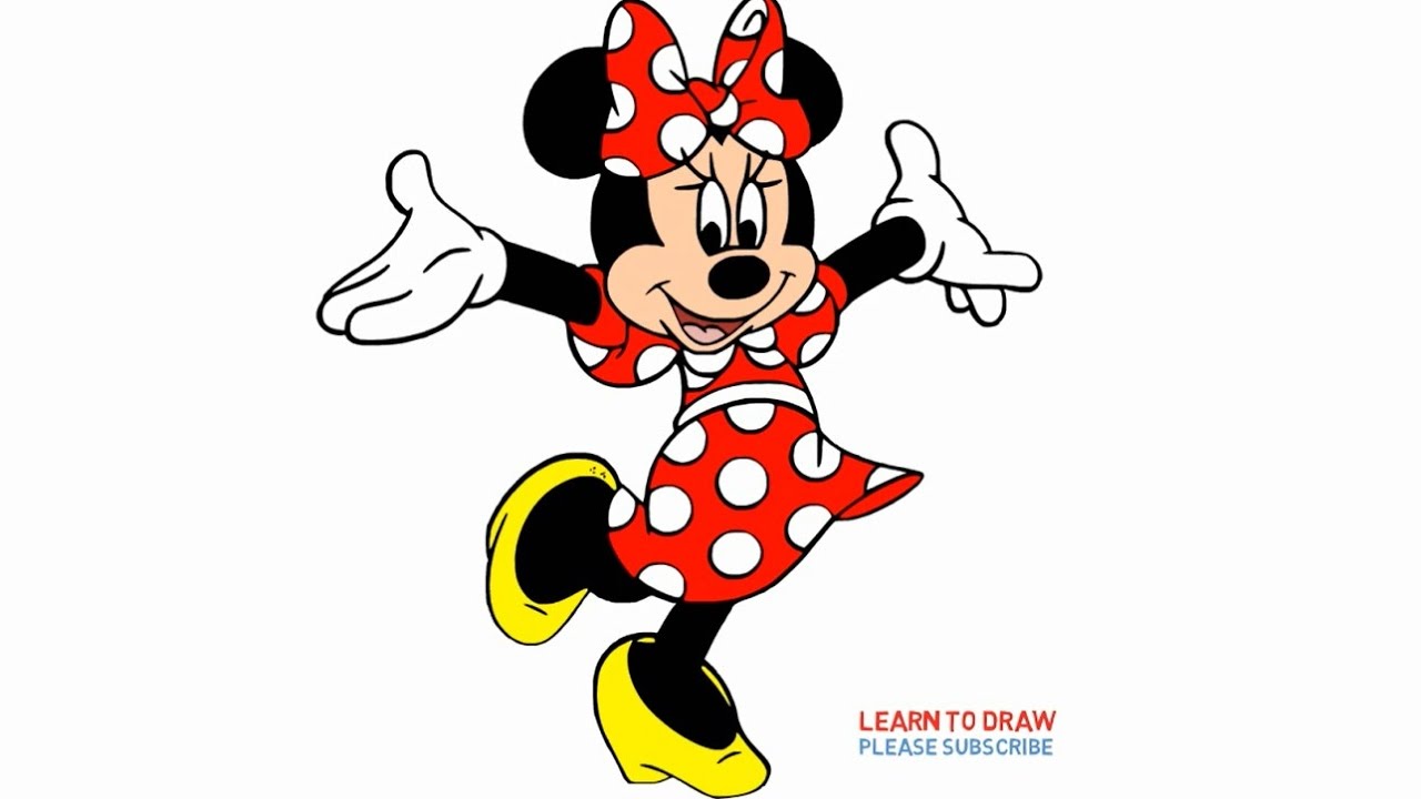1280x720 How To Draw Minnie Mouse Step By Step Slowly Full Body - Minnie Mouse Sketch Step By Step