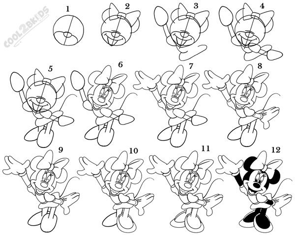600x478 Draw Minnie Mouse Step By Step Disney Mickey Amp Friends - Minnie Mouse Sketch Step By Step